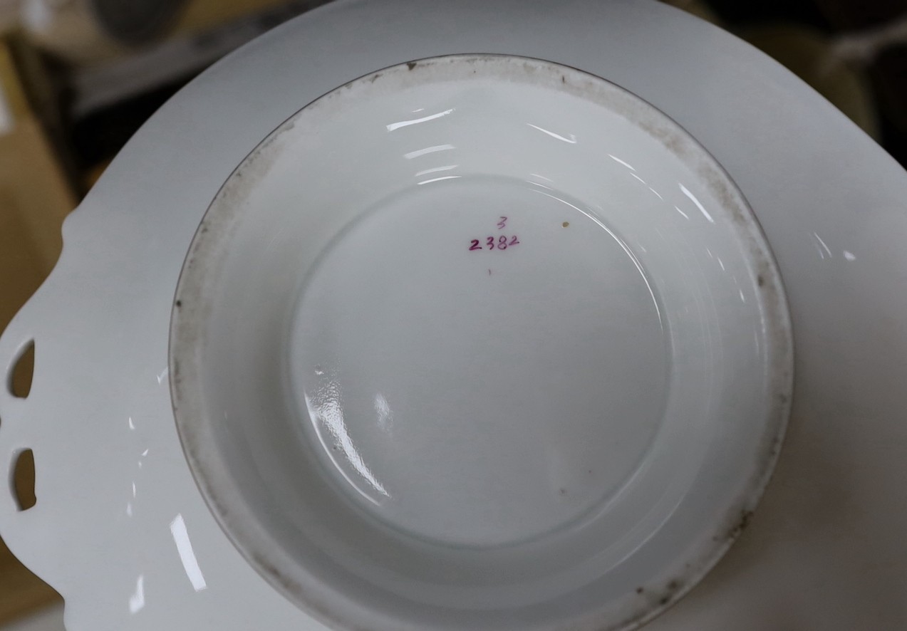 A Victorian porcelain botanical dessert service, possibly Ridgway and Bavarian porcelain tureen